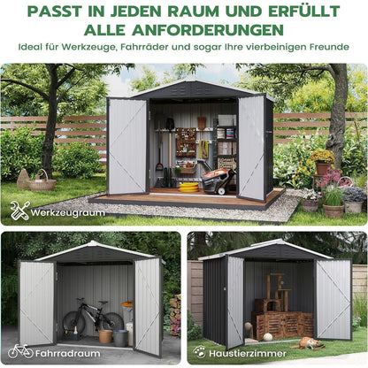 Gartenhaus Metall 196x119cm – Gerätehaus mit Pultdach & Tür