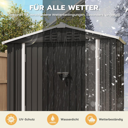 Gartenhaus Metall 196x119cm – Gerätehaus mit Pultdach & Tür
