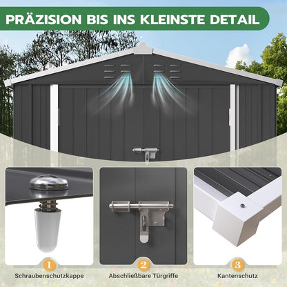 Gartenhaus Metall 196x119cm – Gerätehaus mit Pultdach & Tür