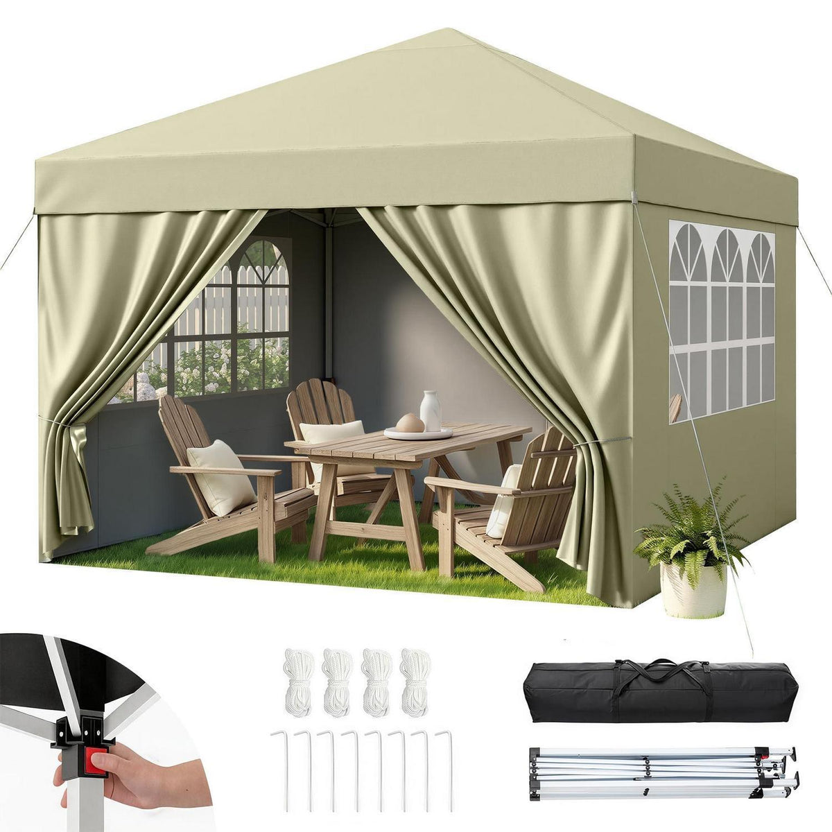 3x3 Pavillon wasserdicht mit Seitenwänden – Partyzelt für Garten