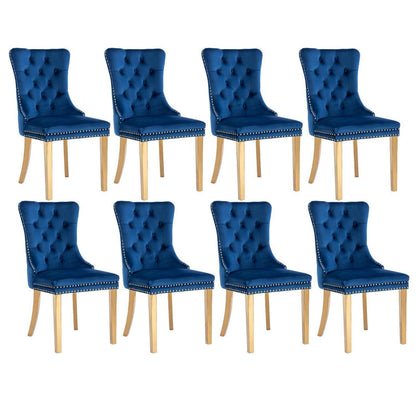 8x Samt Esszimmerstühle mit goldenen Beinen – Modern & Komfortabel