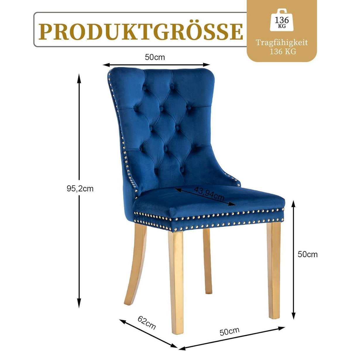 8x Samt Esszimmerstühle mit goldenen Beinen – Modern & Komfortabel