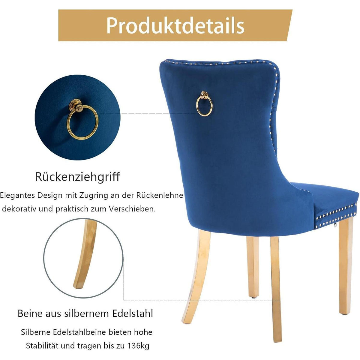 8x Samt Esszimmerstühle mit goldenen Beinen – Modern & Komfortabel