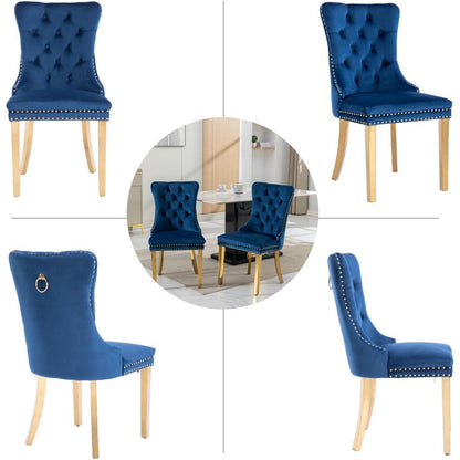 8x Samt Esszimmerstühle mit goldenen Beinen – Modern & Komfortabel