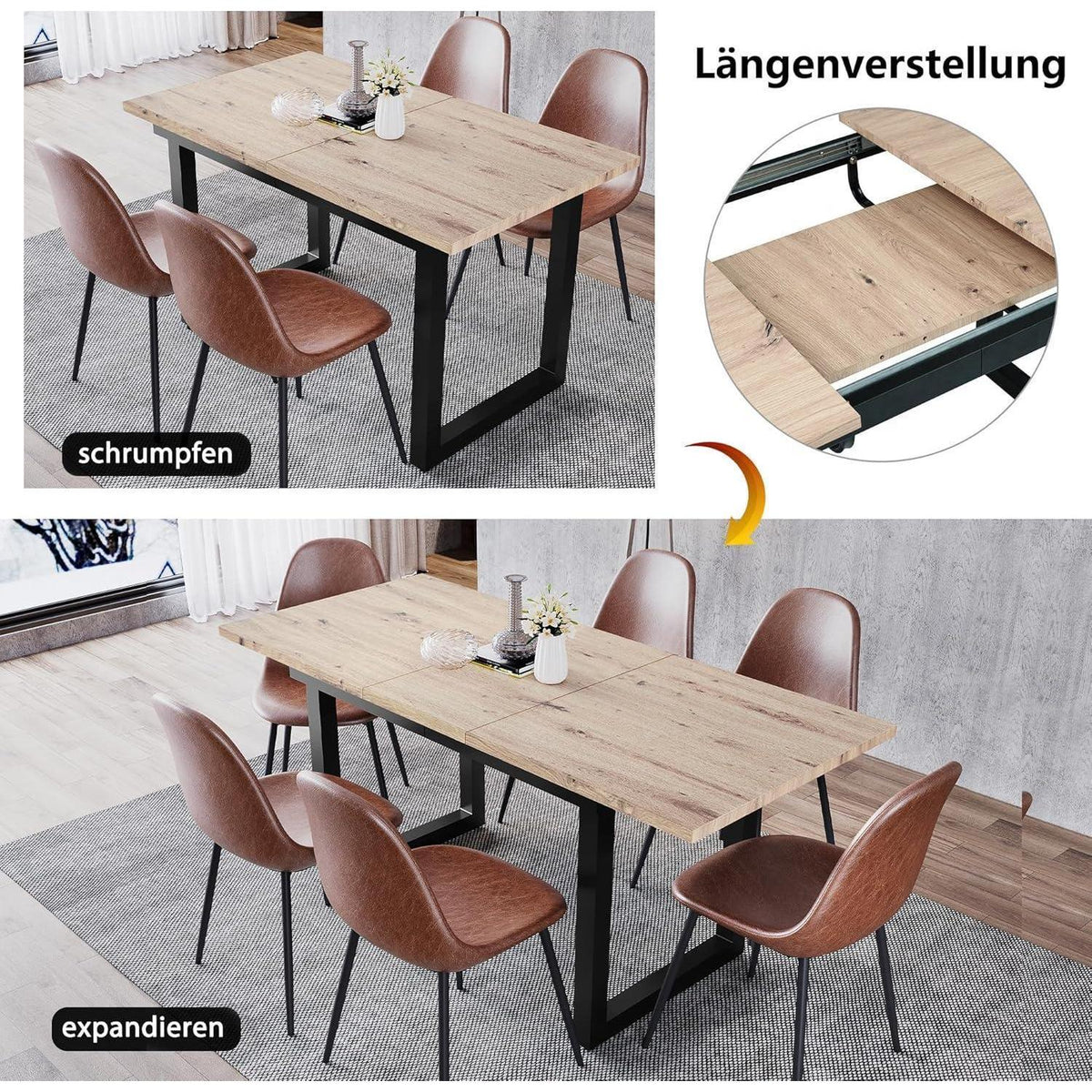 Ausziehbarer Esstisch 140/180cm – Industriestil & Metallrahmen