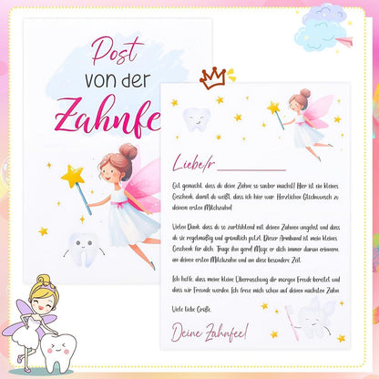 Zahnfee Geschenk Mädchen: Perlenarmband mit Postkarte