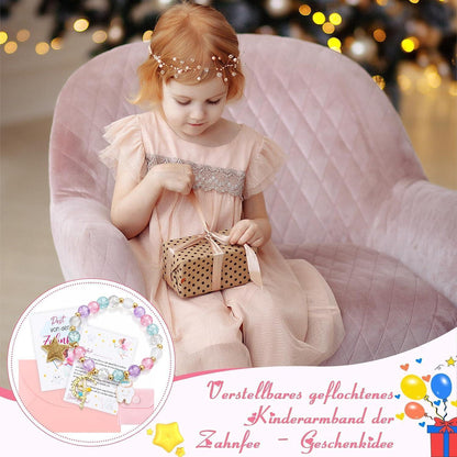 Zahnfee Geschenk Mädchen: Perlenarmband mit Postkarte