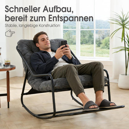 Übergroßer Schaukelstuhl – Gemütlicher Papasan Stuhl Dunkelgrau