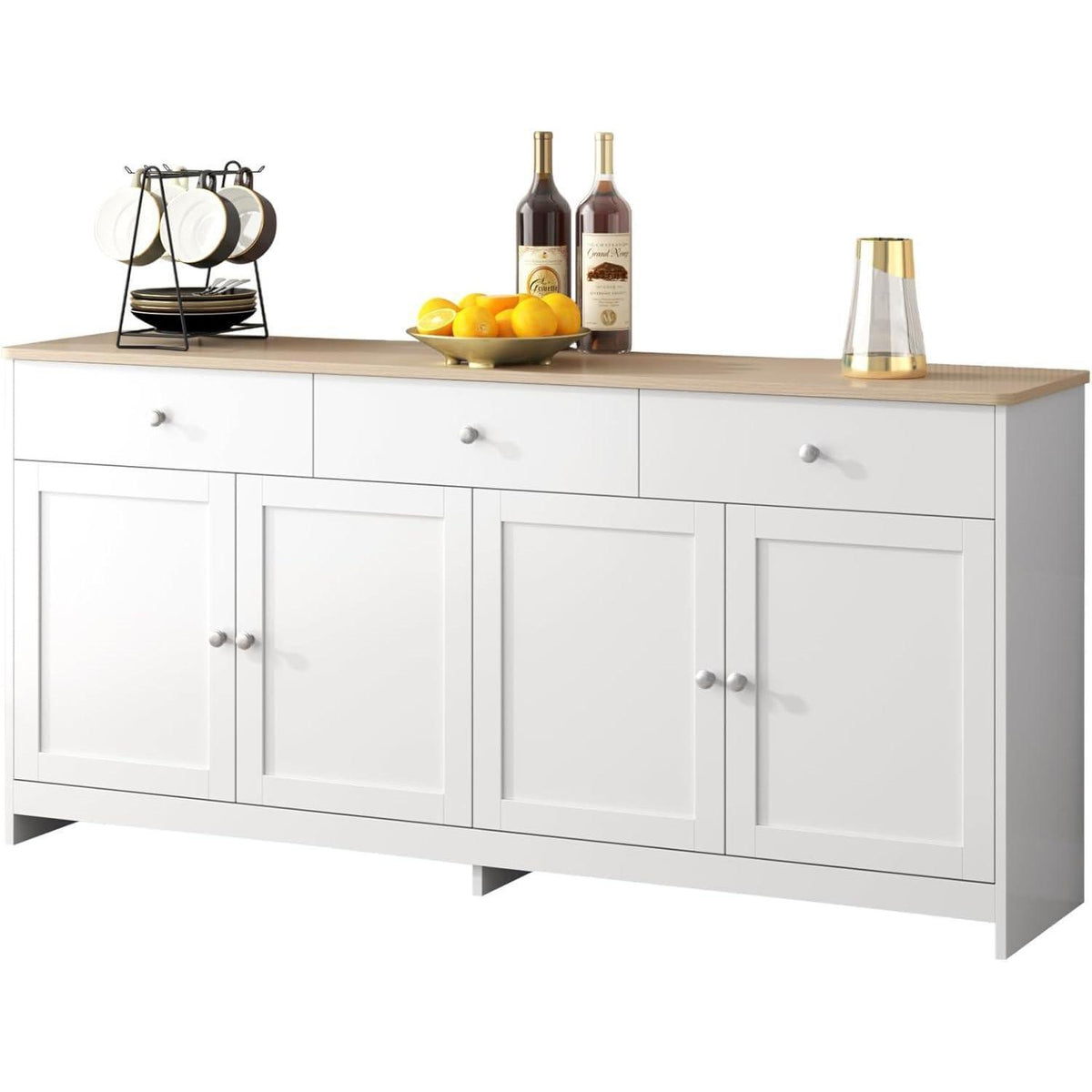 Küchenschrank Sideboard Weiß 160cm mit Arbeitsplatte & Stauraum