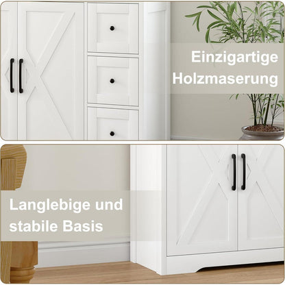 Weißes Sideboard mit Arbeitsplatte & Schubladen