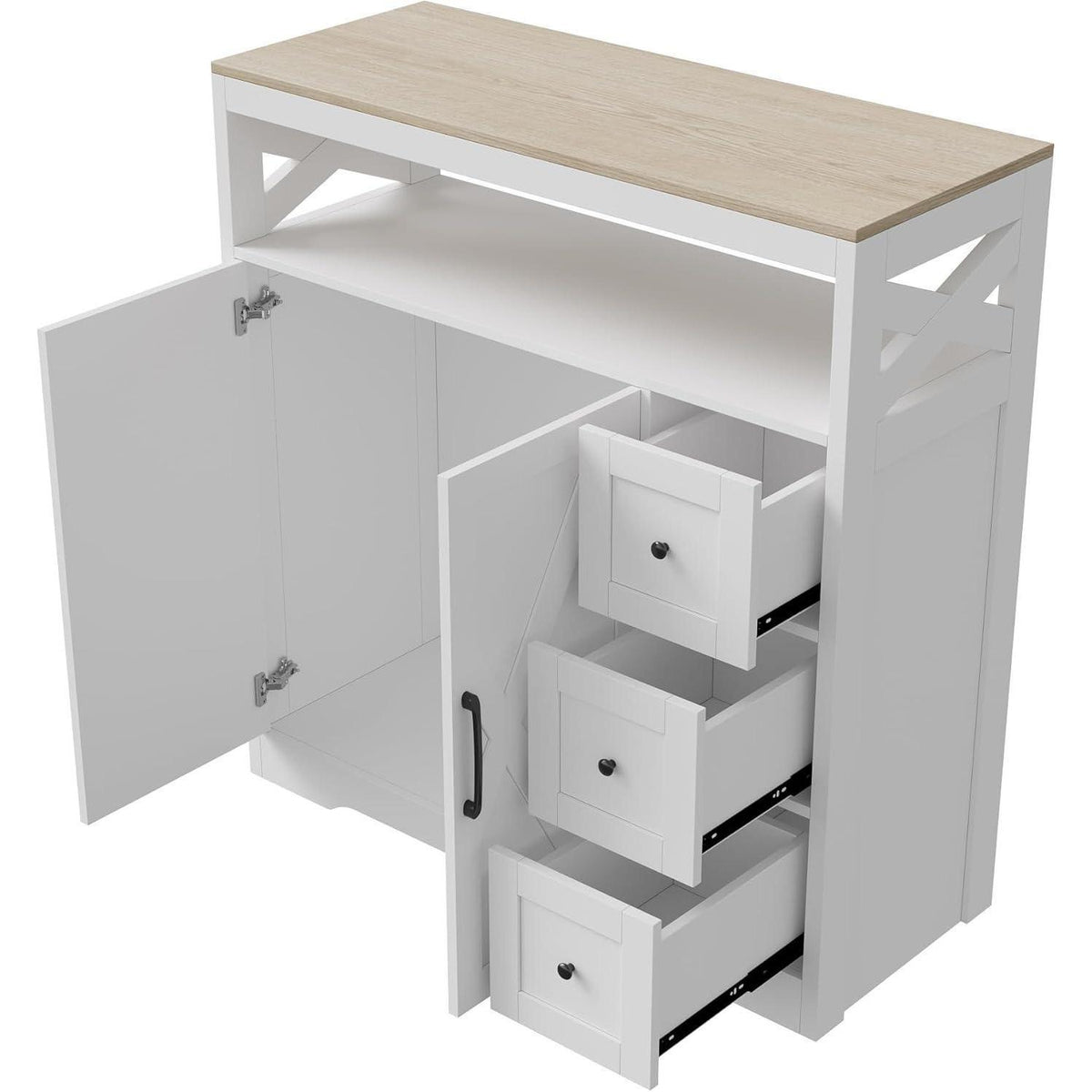 Weißes Sideboard mit Arbeitsplatte & Schubladen