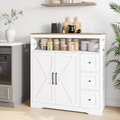 Weißes Sideboard mit Arbeitsplatte & Schubladen