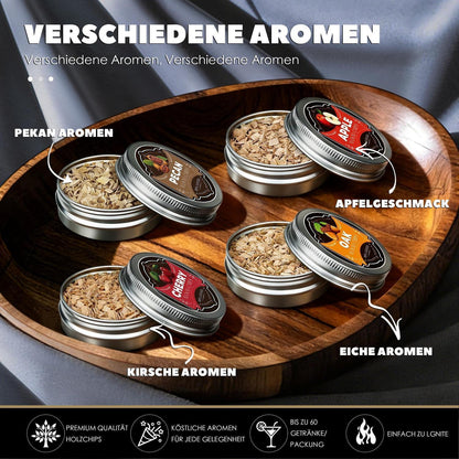 Whisky Räucher Set mit Brenner & 4 Holzsorten – Geschenk für Männer