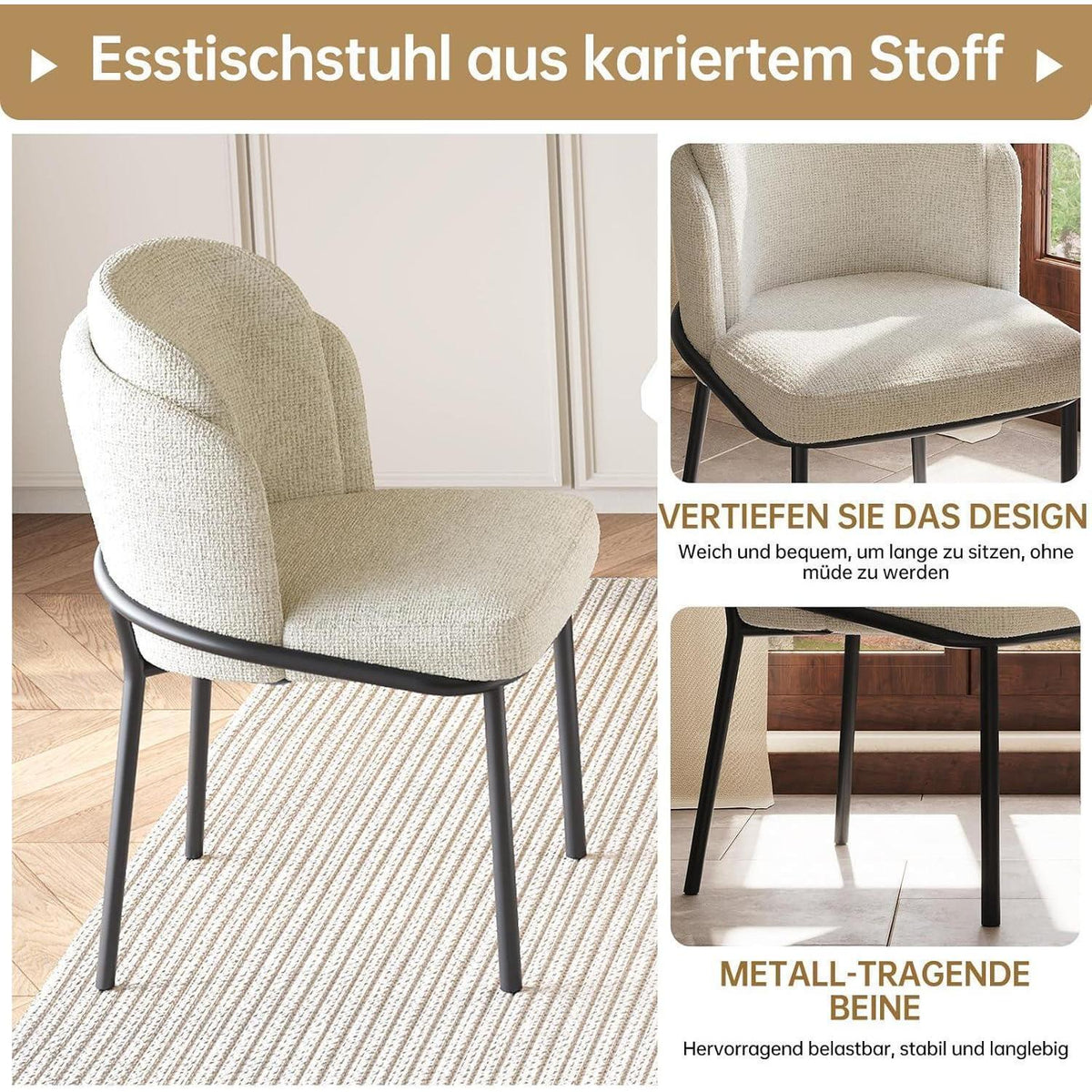 7-teilige Essgruppe Creme Weiß – Skandinavisch Modern