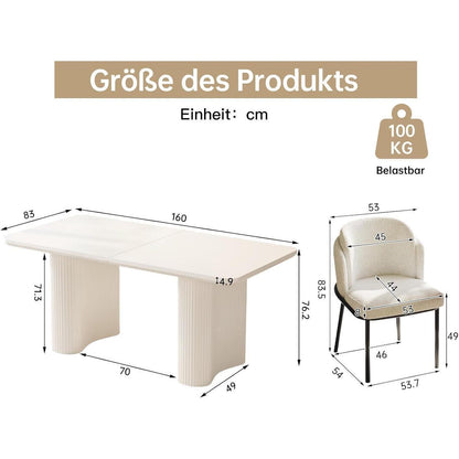 Essgruppe 5-teilig Creme Weiß – Skandinavisch Modern