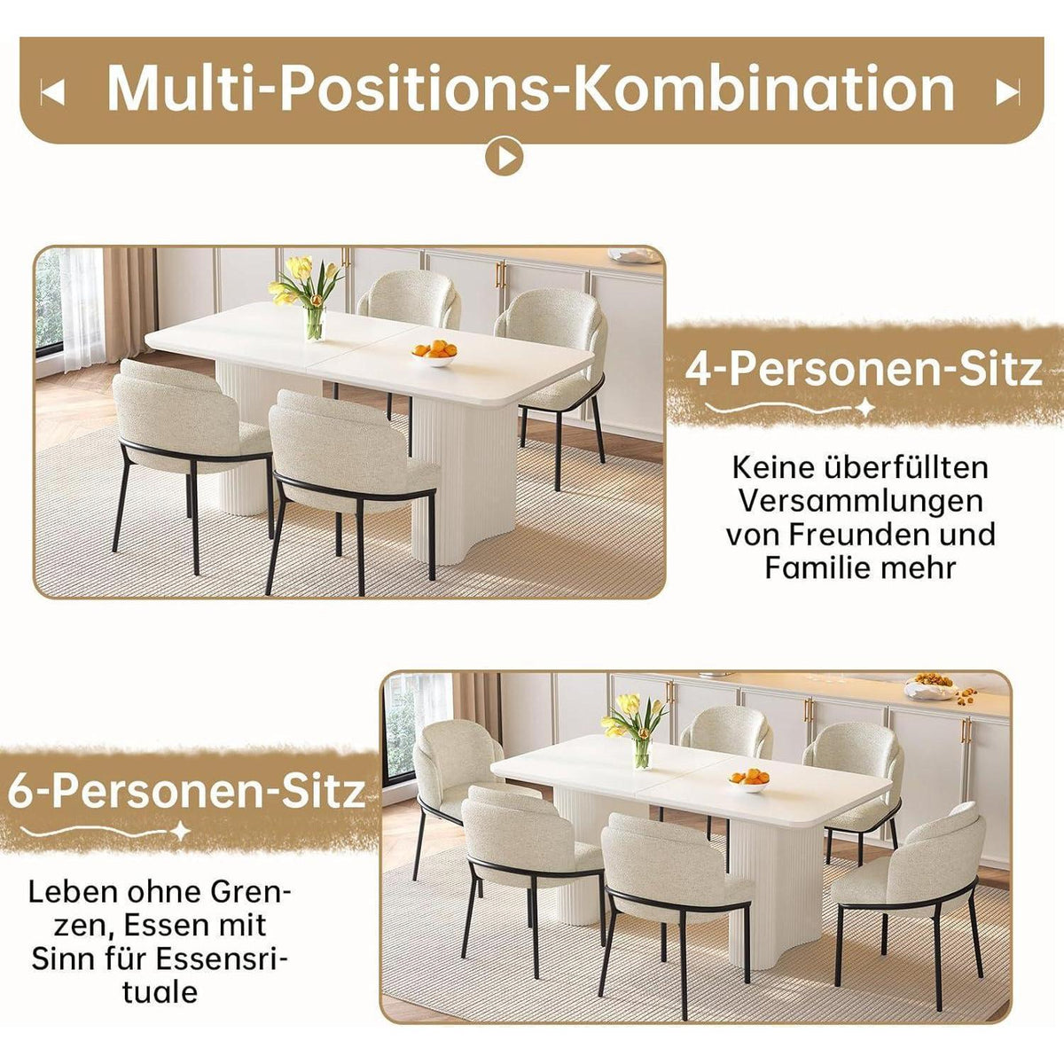 Essgruppe 5-teilig Creme Weiß – Skandinavisch Modern