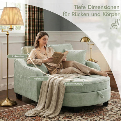 Schlafsofa Klein mit Hocker & Kissen – Cyan