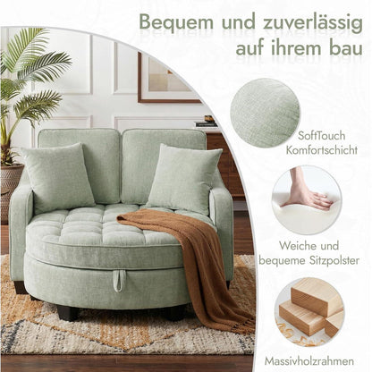 Schlafsofa Klein mit Hocker & Kissen – Cyan