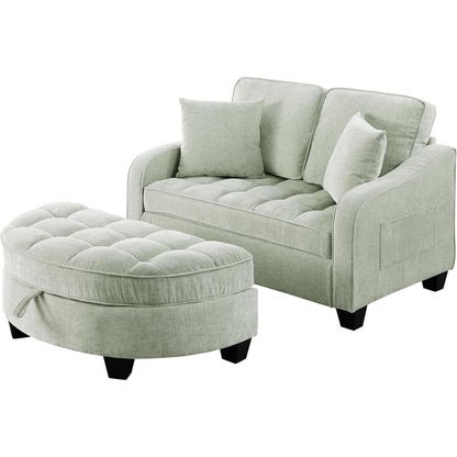 Schlafsofa Klein mit Hocker & Kissen – Cyan