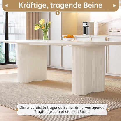 7-teilige Essgruppe Creme Weiß – Skandinavisch Modern