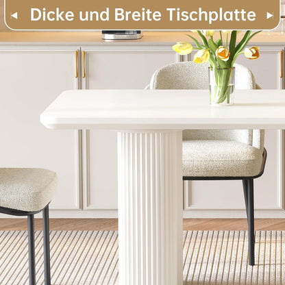 7-teilige Essgruppe Creme Weiß – Skandinavisch Modern
