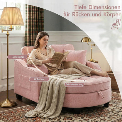 Schlafsofa Klein Rosa – 2-in-1 mit Hocker & Kissen
