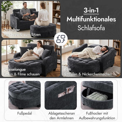 Schlafsofa Schwarz – Kompakt & Platzsparend mit Kissen
