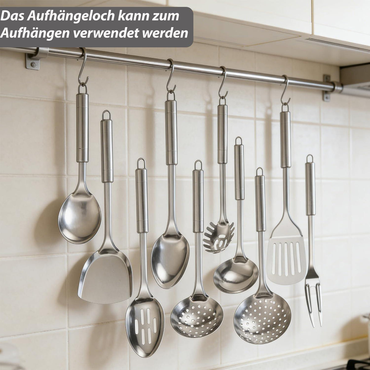 10-teiliges Küchenhelfer Set Edelstahl, Hitzebeständig