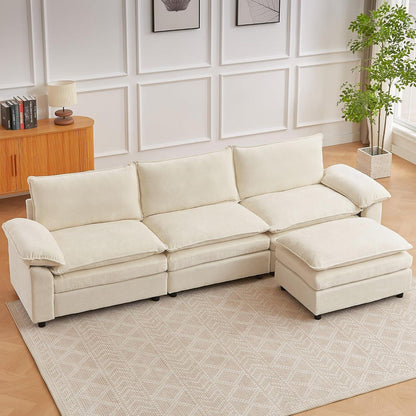 JIEXI Ecksofa mit Schlaffunktion – Beige, 288x132 cm