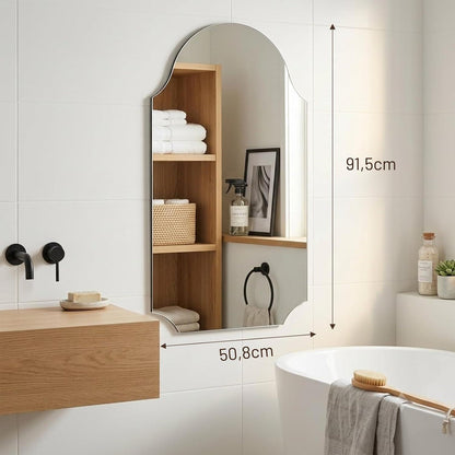 Rahmenloser Bogenspiegel 51x91cm – Dekorativer Wandspiegel für Wohnzimmer