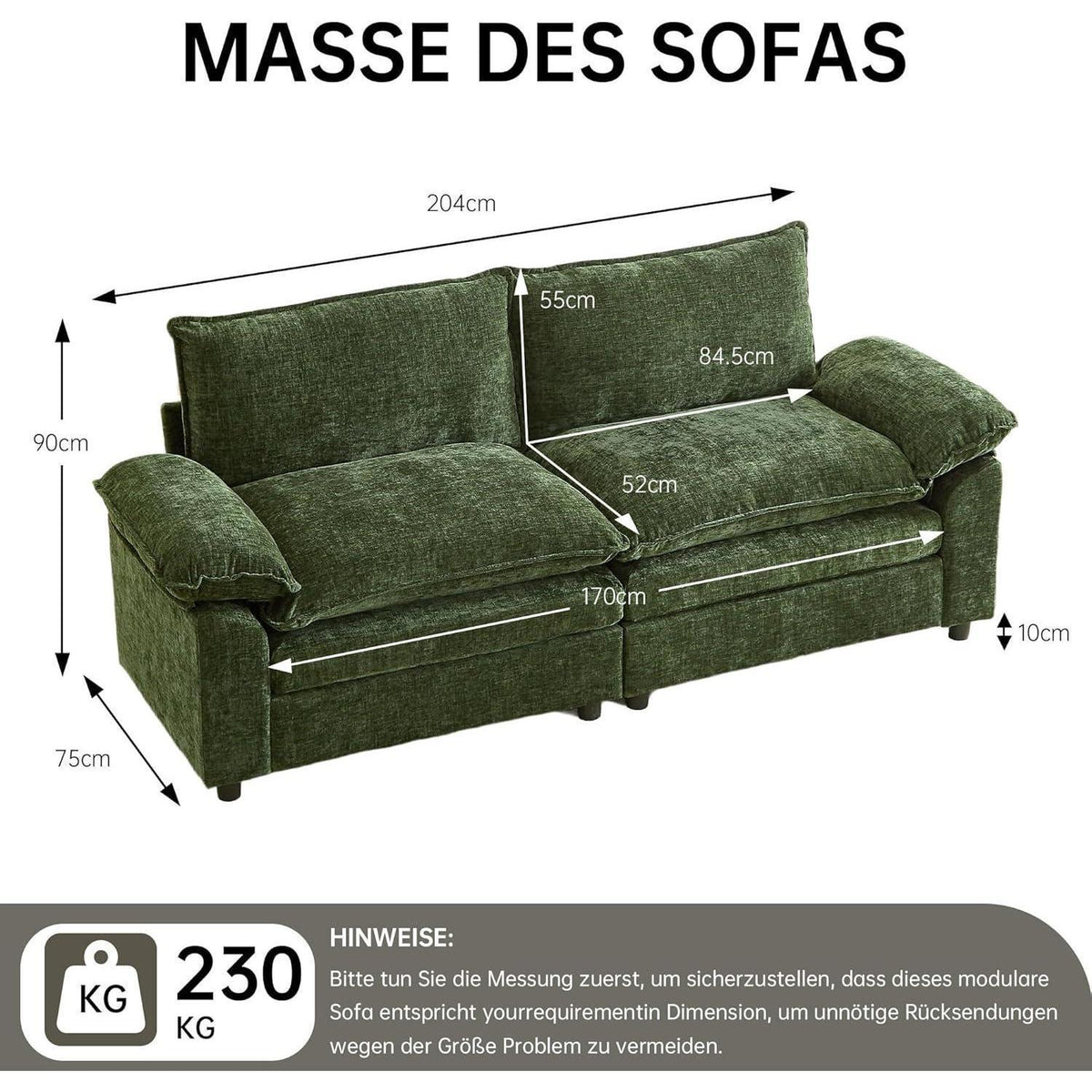 JIEXI Ecksofa mit Schlaffunktion, Grün – Modernes Wohnzimmer Sofa