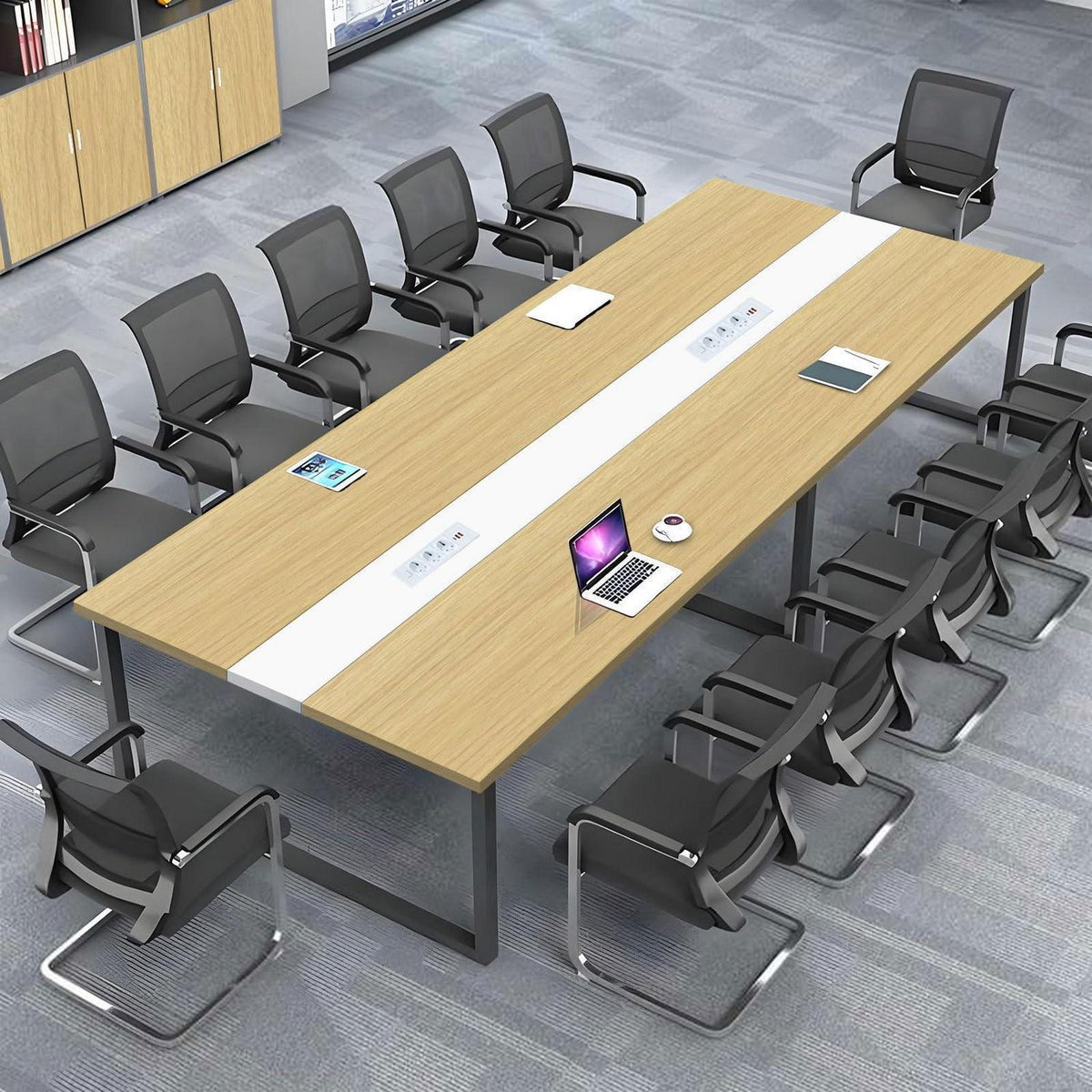Konferenztisch D1 360x100cm – Modern, Kabeldurchführung & Stabil