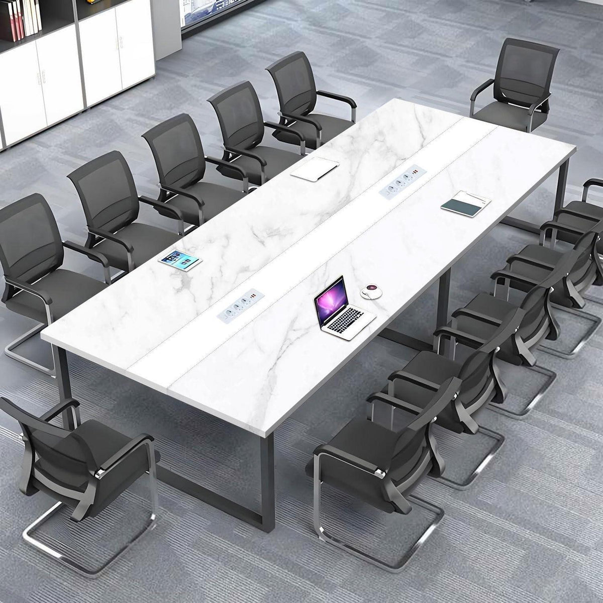 Konferenztisch 200x120cm mit Kabeldurchführung – Modern & Stabil