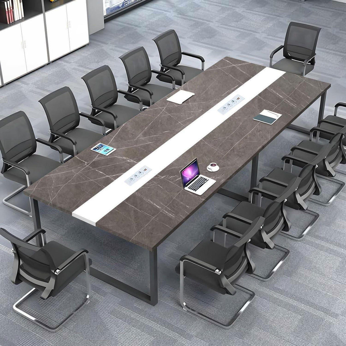 Konferenztisch groß mit Kabeldurchführung – Modernes Büro Meeting Tisch