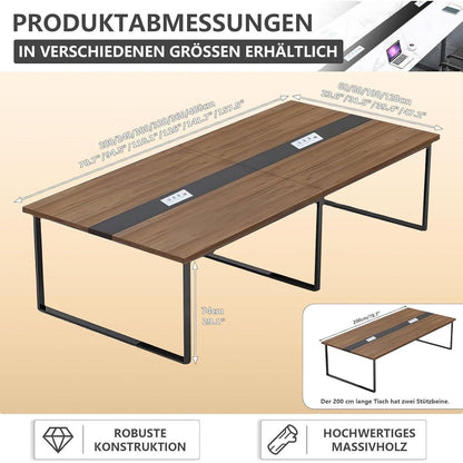 Konferenztisch K 400x120cm – Modern, Kabelmanagement & Stabil
