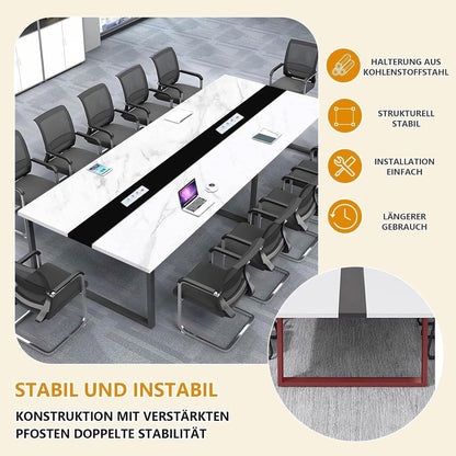 Konferenztisch groß mit Kabeldurchführung – Modern & Stabil