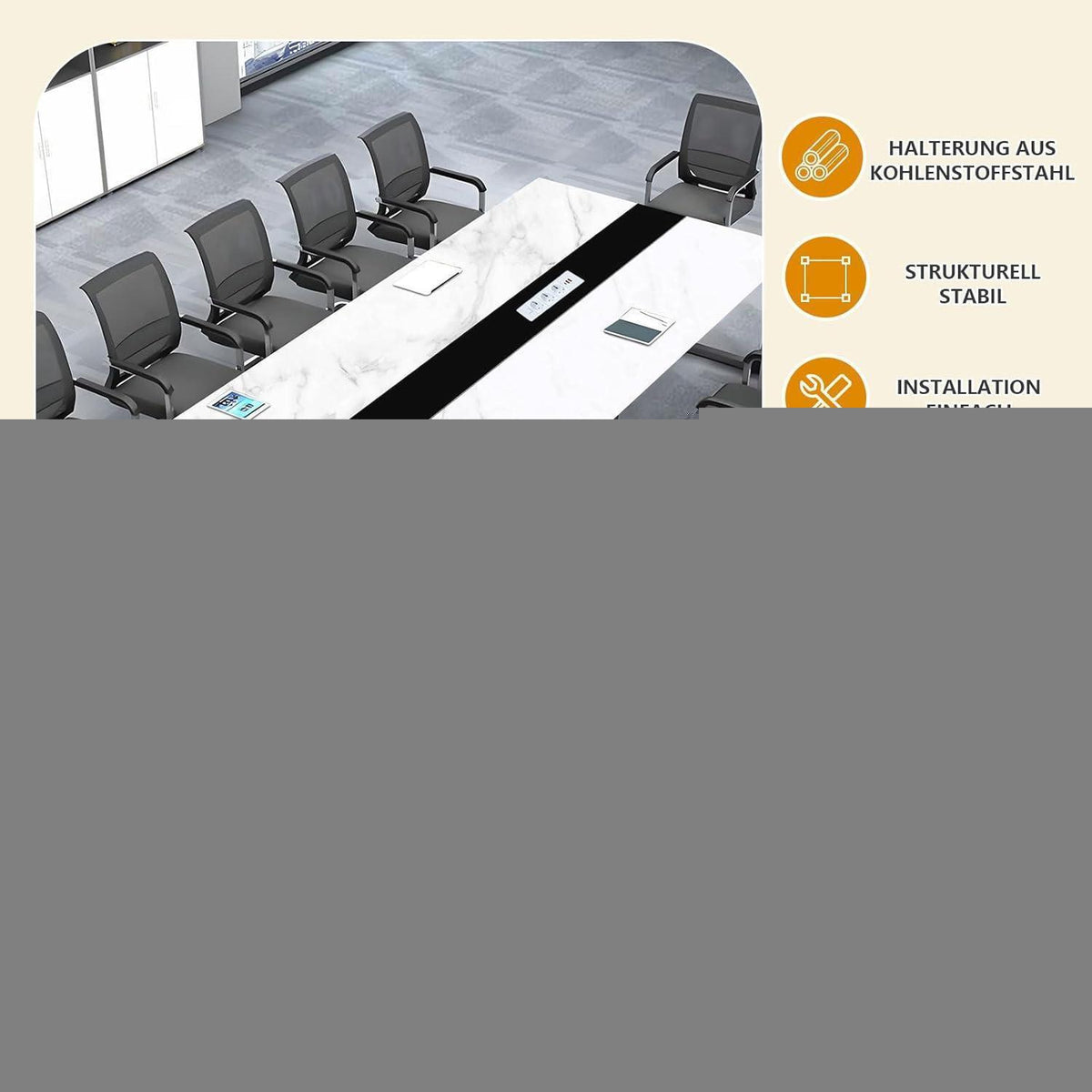 Konferenztisch groß mit Kabelmanagement – Modern & Stabil