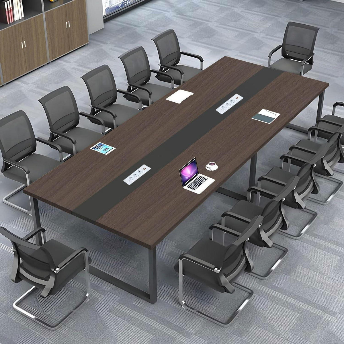 Konferenztisch groß mit Kabeldurchführung – Modernes Büro Meeting Tisch