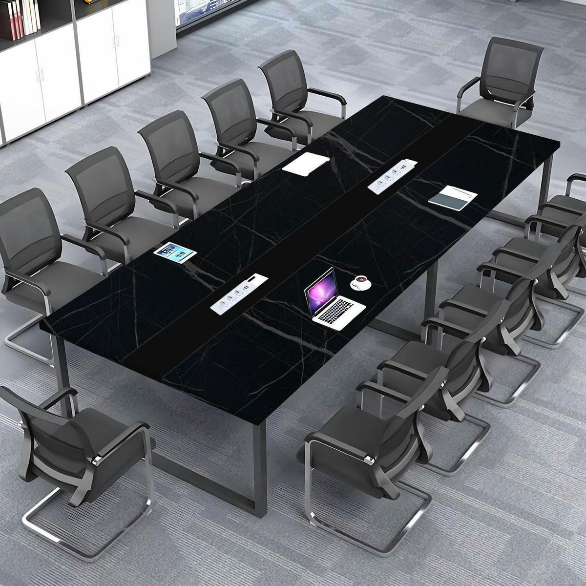 Konferenztisch 200x100cm mit Kabeldurchführung – Modern & Stabil