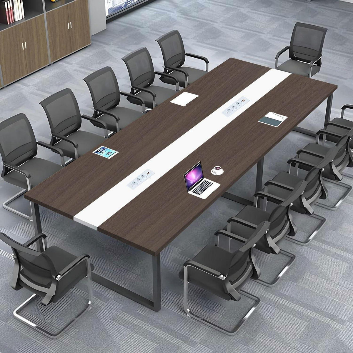 Konferenztisch groß mit Kabeldurchführung – Modernes Büro Meeting Tisch
