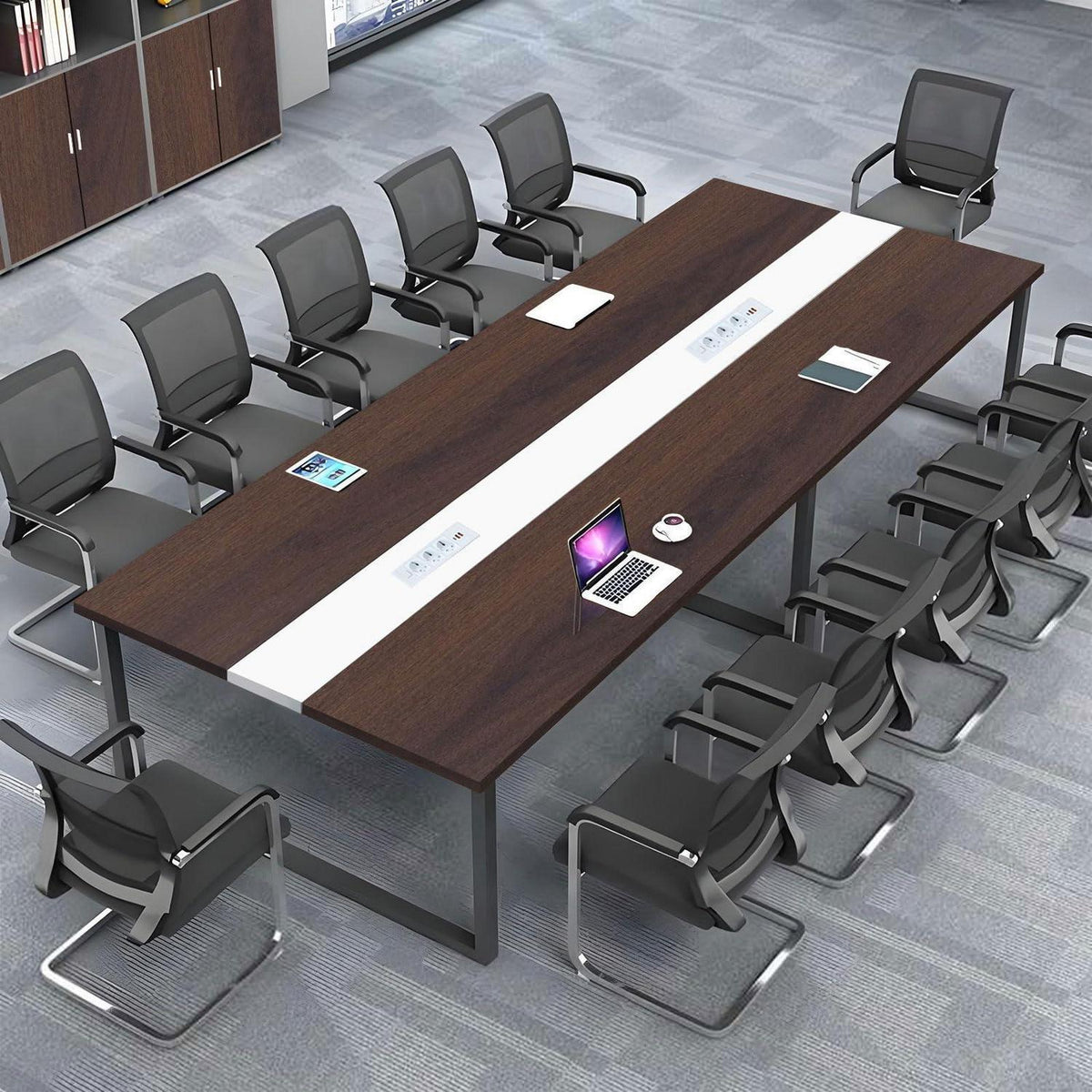 Konferenztisch E200 – Modern, Kabelmanagement & Groß für Büro