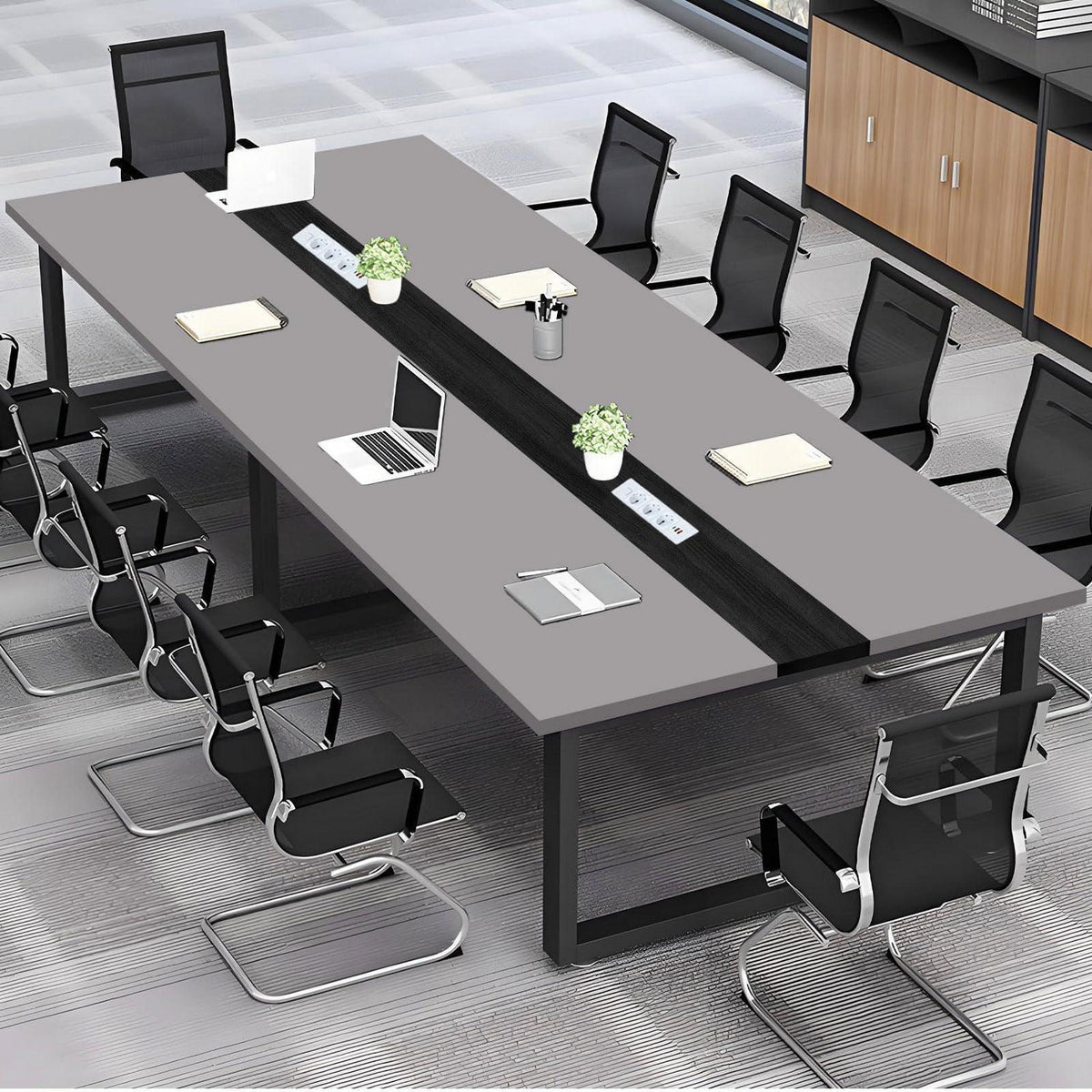 Konferenztisch 240x120cm mit Kabeldurchführung – Modern & Stabil
