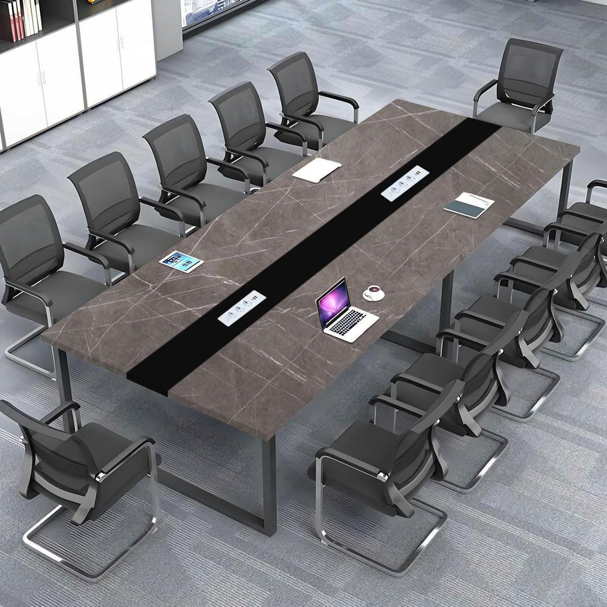 Konferenztisch 240x120cm mit Kabeldurchführung – Modern & Stabil