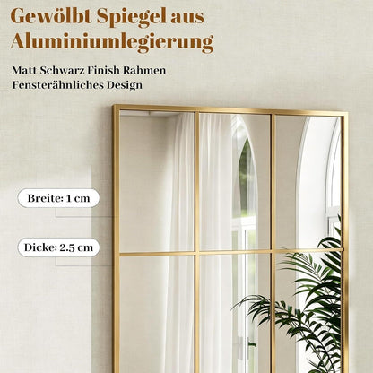 Ganzkörperspiegel mit Ständer, 165x60cm, Goldfarbener Metallrahmen