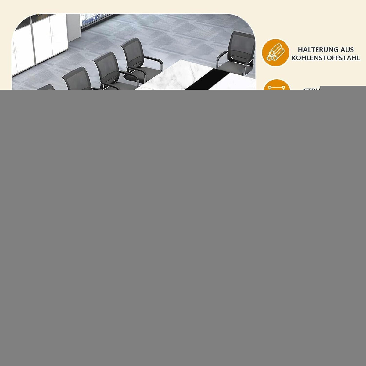Konferenztisch K 200x80cm – Modern, Kabelmanagement & Stabil