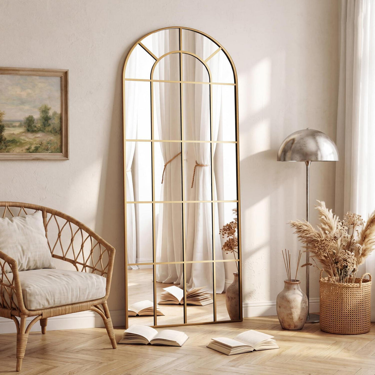 Ganzkörperspiegel mit Metallrahmen, Gold – 165 x 60 cm