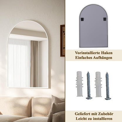 Bogen Wandspiegel Weiß 91x61cm – Moderner Aluminiumrahmen