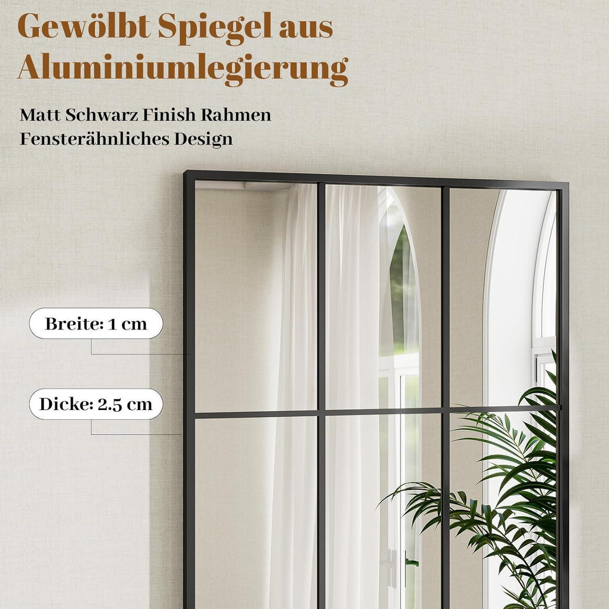 Ganzkörperspiegel mit Ständer – 75x179 cm, Schwarz