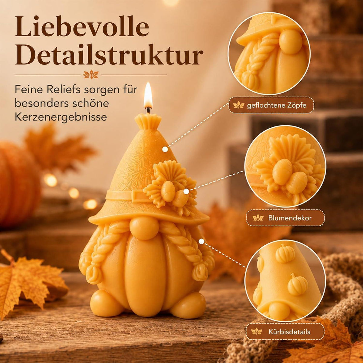 Silikonform Kürbiszwerg für Herbstdeko, Kerzen & Seifen
