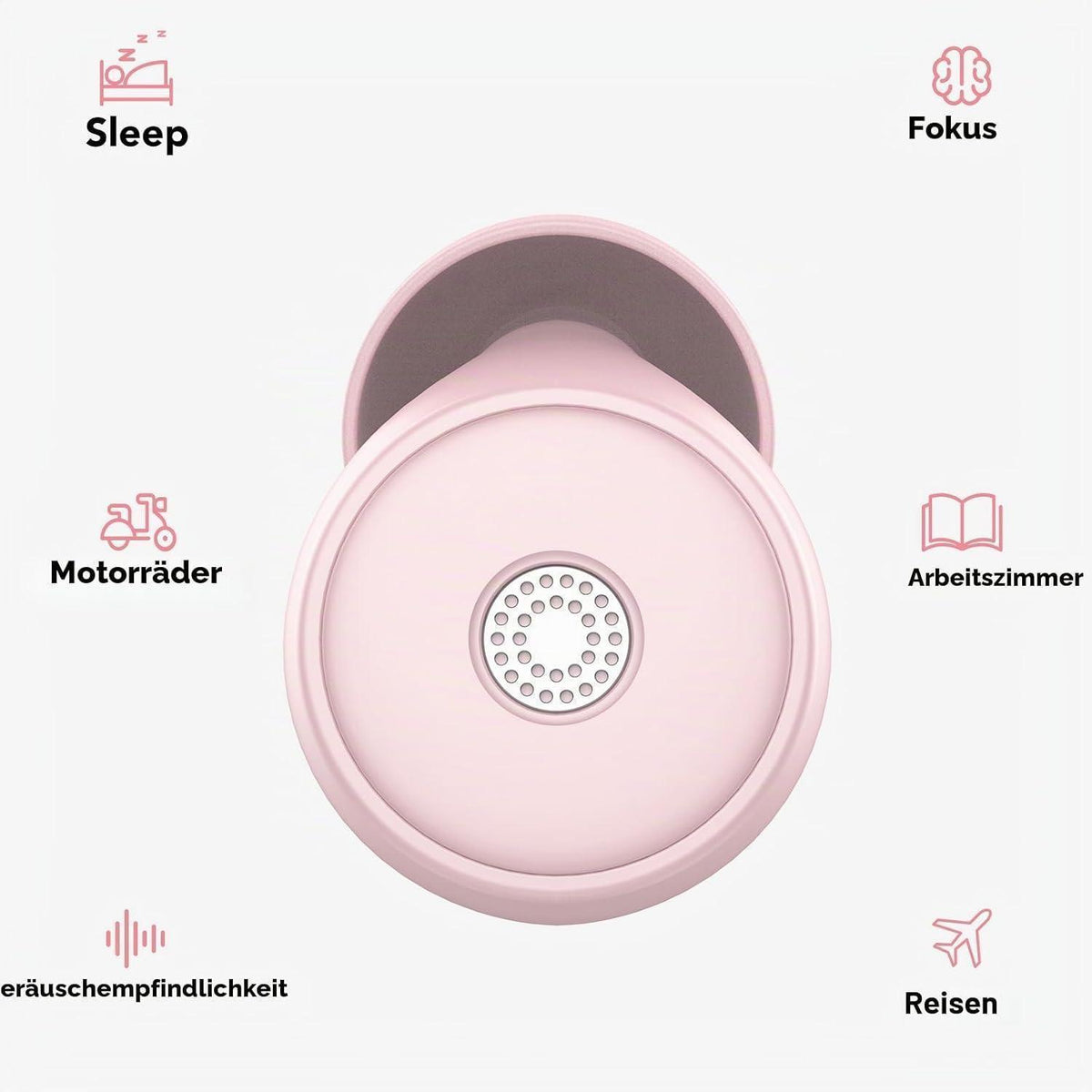 Schlaf-Ohrstöpsel -45dB, Weiche Silikon-Ohrstöpsel mit Tragetasche (Rose)